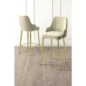 Hanah Home set od 2 barskih stolica Tera, krem tkanina Babyface, zlatne metalne noge