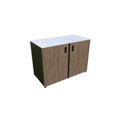 Samostojni element z vrati za modularno letno kuhinjo (126,8x63x92 cm, nerjaveče jeklo, lesni dekor)