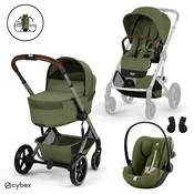 Cybex - Otroški voziček Balios S Lux z zložljivo košaro - Moss Green (3v1)