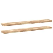 Vidaxl Viseče police 2 kosa 140x20x4 cm neobdelan masiven les akacije