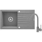 Deante ZQZ S113 Sudopera, 1 korito, 15cm, Granina + BEU S62M Slavina, 355mm, Siva