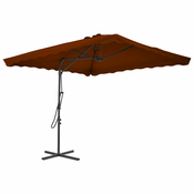 Vrtni suncobran s celicnim stupom 250 x 250 x 230 cm terakota