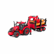 POLESIE Igracka Traktor za drva Belarus, Sa mehanickom rukom, Crveni