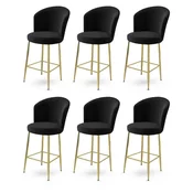 Hanah Home Set barskih stolica Fora, 6 komada, Crno-zlatni