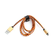 Platinet PLATINET MAMBA MICRO USB NA USB USNJEN KARIRAN KABEL 2.4A 1M ORANŽEN [43325]