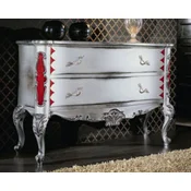 Casa Padrino luxury baroque dresser antique white/silver/red - Handmade chest of drawers with 2 drawers - Baroque bedroom furniture - Baroque furniture - Luxury quality - Made in Italy