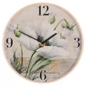 Autronic Stenska ura Wall clock - diameter 40 cm, MDF and wooden frame, blooming poppy (HA1745)