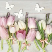 Serviete za decoupage White & Pink Tulips on Wood - 1 kos