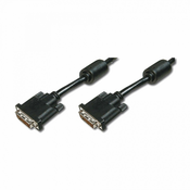 DVI connection kabel, DVI(24+1), 2x ferrit M/M, 3.0m, DVI-D Dual Link, bl