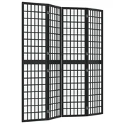 Vidaxl Zložljiv 4-delni paravan japonski stil 160x170 cm črne barve