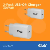 CLUB3D 2-Pack USB C Charger 30 Watt bijela
