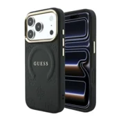 Maska Guess Saffiano Peony & Ring MagSafe za iPhone 17 Pro/ 18 Pro crna