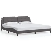 Vidaxl Posteljni okvir brez vzmetnice Zadar siva 200x200 cm umetno usnje