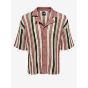 Mens Pink Striped Knit Shirt ONLY & SONS Eliot - Mens