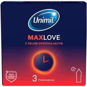 UNIMIL Kondomi MAX LOVE Delay, 3 kosi, 54 mm