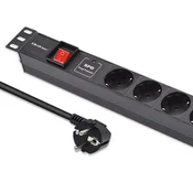 Qoltec aluminijast PDU razdelilnik za 19 RACK | 1U | 16A | 6xSCHUKO | 1,8 m