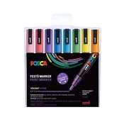 Dekorativni marker, komplet, 0,9-1,3 mm, UNI Posca PC-3ML, 8 različnih barv z bleščicami, 8 kosov