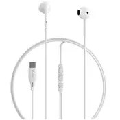 OEM Partel, Klasične žične slušalke Jack 3,5 mm z mikrofonom in gumbom za upravljanje, Bela, (5000228695)