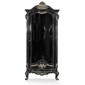 Casa Padrino luxury baroque display cabinet black/silver - Magnificent solid wood showcase with glass door - Handmade baroque furniture - Noble & Magnificent