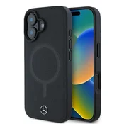 slomart Ovitek Mercedes Plain Smooth Leather MagSafe za iPhone 16 - črn