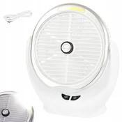 Brezžični aku. LED COB namizni ventilator USB bel