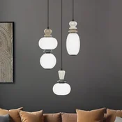 Viokef LED obesna svetilka Gemma, O 38 cm, barvna, steklo/keramika, 3-svetilna. - Dnevna soba/jedilnica - opal, rjava, siva, črna