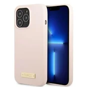 Ovitek Guess GUHMP13LSPLP za iPhone 13 Pro/13 6.1 roza/roza Logo Plate MagSafe