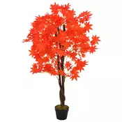 vidaXL Umetna rastlina javorjevo drevo z loncem rdeča 120 cm