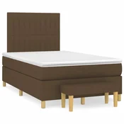 Vidaxl Box spring postelja z vzmetnico temno rjava 120x190 cm blago