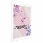 shumee Plakat - Konfucij o lepoti - roza doprsni kip s cvetjem in citatom