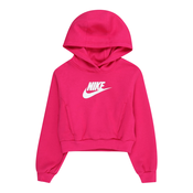 Djecji sportski pulover Nike Sportswear Club Fleece Crop Hoodie - fireberry/white