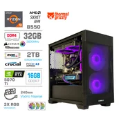Računalnik MEGA MT S7X R9-5950X/RTX5070Ti/32GB/2TB-4.0/750W/Brez OS/črna RGB + Estetski napajalni kabli [Vijola/Črna]