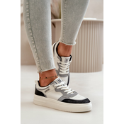 Womens low sneakers made of eco leather Big Star white-gray