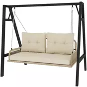Homestar Vrtna gugalnica za 2 osebi viseča klop iz ratana 115x66x44 cm bež