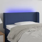 Vidaxl LED posteljno vzglavje modro 103x16x78/88 cm blago