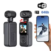 Smart akciona kamera Q5 2k sa memorijskom karticom 64Gb crna