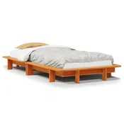 shumee vidaXL Posteljni okvir brez vzmetnice rjave barve 75x190 cm borovina