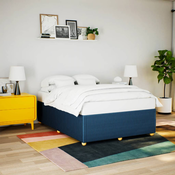 vidaXL Posteljni okvir brez vzmetnice moder 160x200 cm blago