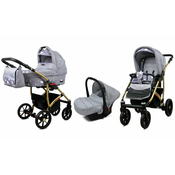 Babylux Largo Silver Hearts | 3v1 Kombinirani Voziček kompleti | Otroški voziček + Carrycot + Avtosedežem