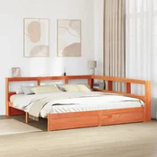 Krevet s policama s uzglavljem 2 pcs Vosak smeda 200 x 200 cm
