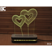 Black Cut 3D Lampa Srce Baloni Toplo bela