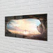 tulup.si Slika na akrilnem steklu Jama prečka ptice 125x50 cm 4 obešalnika