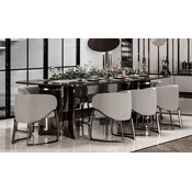 Casa Padrino luxury dining room set gray/bronze - 1 Luxury Dining Table & 8 Luxury Dining Chairs with Armrests - Dining room furniture - Luxury furniture - Luxury furnishings
