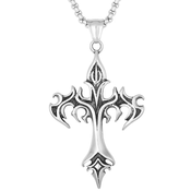 Ogrlica Flame Cross-Srebrna KP33480