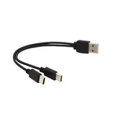 PREMIUMCORD Polnilni kabel USB 2.0, 2xUSB-C na USB, 15 cm, črn