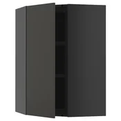 METOD Ugaoni zidni element s policama, Crnosiva/Nickebo boja antracita, mat, 68x100 cm