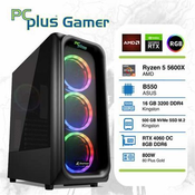 PCPLUS Gamer R5-5600X 32GB 500TB NVMe SSD RTX 4060 8GB OC DDR6 RGB gaming desktop