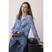 Trendyol Bluza svetlo modra / črna