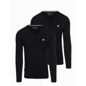 Ombre Set of mens SLIM FIT longsleeves with V neckline and logo 2-pack