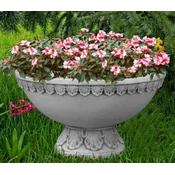 Casa Padrino baroque garden decorative flower pot gray A� 60 x H. 35 cm - Round baroque style plant pot - Baroque garden decoration - Baroque terrace decoration - Baroque decoration accessories